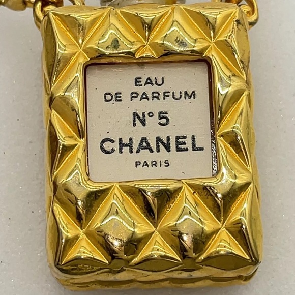AUTH Chanel NO.5 RARE Mini Bottle Perfume Leather Chain Necklace Pendant W/Box - Picture 7 of 8